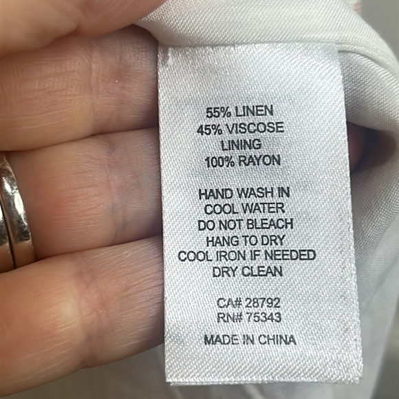 House of Harlow 1960 Linen Smocked Pink Palm Midi Dress Bishop Sleeve Medium - Picture 9 of 16